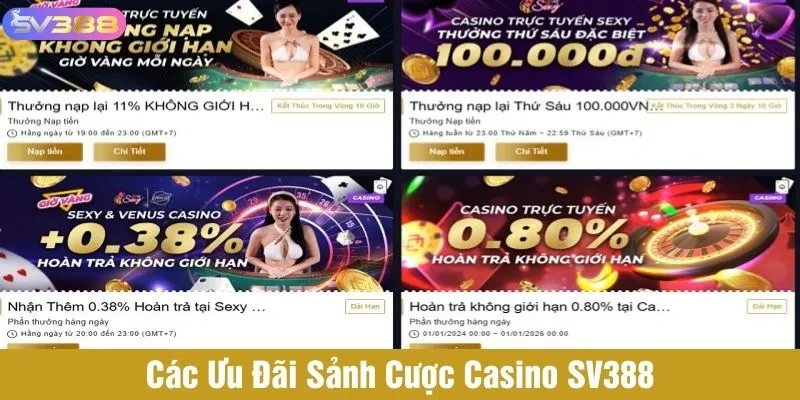 Khuyến mãi game casino tại SV388
