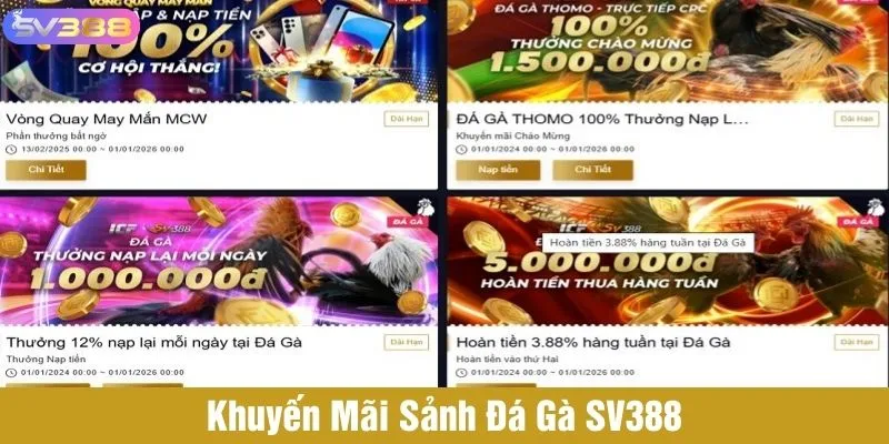 Ưu đãi hấp dẫn khi chơi game đá gà SV388